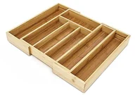 Pojemniki na sztućce - Relaxdays bambusowy pojemnik na sztućce, wymiary: 5 x 43 x 34 cm, wyjmowany wkład do szuflady lub jako organizer kuchenny z 5 lub 7 przegrodami, łatwy w utrzymaniu, do wszystkich typów szuflad, kolor  10018883 - miniaturka - grafika 1