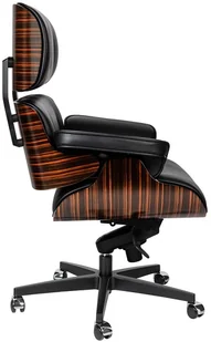 Fotel biurowy, krzesło biurowe King Home Fotel biurowy LOUNGE GUBERNATOR czarny heban skóra naturalna podstawa czarna T044.OFFICE.BL.EBONY - Fotele i krzesła biurowe - miniaturka - grafika 3