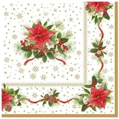 Folia, papier śniadaniowy, serwetki - Nuova R2S Easy life PAPIEROWE SERWETKI Gwiazda Betlejemska i szyszki 414 POIN - miniaturka - grafika 1