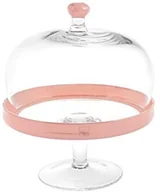 Inne naczynia kuchenne - H & H półmisek z kopulastym, szkło, przezroczysty/różowa, 26 cm/średnica 22 cm 6615805 - miniaturka - grafika 1