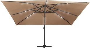 vidaXL Parasol z LED i aluminiowym słupkiem, 400x300 cm, taupe vidaXL - Parasole ogrodowe - miniaturka - grafika 7
