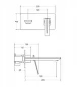 Baterie umywalkowe - BESCO PMD Aspira Bateria umywalkowa ścienna złota BU-AS-ZL - miniaturka - grafika 1