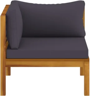 vidaXL Siedziska narożne z ciemnoszarymi poduszkami, 2 szt., akacjowe - Komplety wypoczynkowe - miniaturka - grafika 6