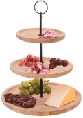 Tace i patery - EH Excellent Houseware Patera 3-piętrowa na ciastka ciasto drewniana 150109 - miniaturka - grafika 1