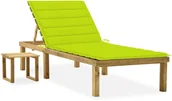 Leżaki ogrodowe - vidaXL Leżak ogrodowy ze stolikiem i poduszką, impregnowana sosna! 3065845 - miniaturka - grafika 1
