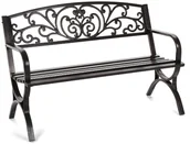 Ławki ogrodowe - Home&Garden Ławka ogrodowa metalowa Flowers Gold 797176 - miniaturka - grafika 1