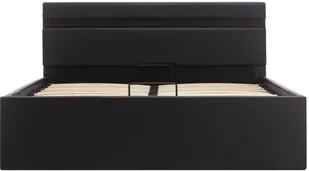 vidaXL Rama łóżka z podnośnikiem i LED, czarna, ekoskóra, 140 x 200 cm - Łóżka - miniaturka - grafika 5