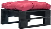 Pozostałe meble ogrodowe - vidaXL Ogrodowy puf z palet, czerwona poduszka, czarne drewno vidaXL - miniaturka - grafika 1