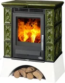 Piece wolnostojące - ABX Piec kaflowy Abx Helvetia Kp Z Wymiennikiem Zielony Biały Cokół - miniaturka - grafika 1