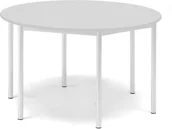 Meble do szkół i przedszkoli - AJ Produkty Stół SONITUS, okrągły, 1200x720 mm, laminat szary, biały - miniaturka - grafika 1