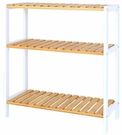 Szafki na buty - dibea regał na buty z 3 półkami, szafka na buty, regał łazienkowy, regał do salonu, regał stojący, regał bambusowy, regał do łazienki, regał na książki, regał kuchenny, 60 x 26 x 66 cm (kolor naturaln - miniaturka - grafika 1