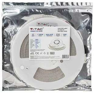 v-tac Taśma LED V-TAC SMD2835 1200LED 24V IP65 2xPCB RĘKAW 10mb 7,2W/m 120LED/m VT-2835 3000K 600lm - Taśmy LED - miniaturka - grafika 4