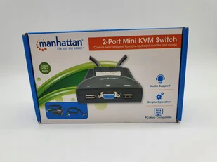 Manhattan Przełącznik KVM Mini, 2-portowy, USB, Audio, Czarny 151245 - Kable komputerowe i do monitorów - miniaturka - grafika 3