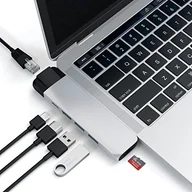 Huby USB - SATECHI Satechi Typ C Pro adapter koncentratora z Ethernetem: wyjście wideo 4K HDMI, USB-C PD, Gigabit Ethernet, USB 3.0 i gniazda kart MicroSD/SD do 2016/2017/2018 MacBook Pro 13 i 15 cali, srebro ST-TCPHES - miniaturka - grafika 1