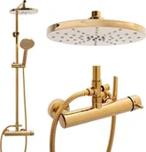 Baterie wannowe i prysznicowe - YokaHome Bateria prysznicowa YokaHome Bateria prysznicowa złota deszczownica 23 cm Yoka BP.DUBAJ23-GLD - miniaturka - grafika 1