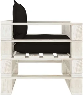 vidaXL Ogrodowe siedzisko z palet z czarnymi poduszkami, drewniane - Ławki ogrodowe - miniaturka - grafika 3