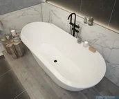 Wanny z hydromasażem - Sanitti Otto wanna wolnostojąca 168x78 + syfon klik-klak biała PU627021680 | - miniaturka - grafika 1