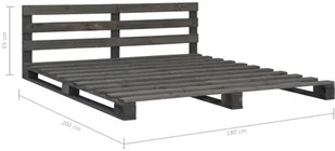 vidaXL Rama łóżka z palet, szara, lite drewno sosnowe, 180 x 200 cm - Łóżka - miniaturka - grafika 13
