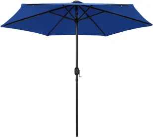 vidaXL Parasol ogrodowy z LED i aluminiowym słupkiem, 270 cm, lazurowy vidaXL - Parasole ogrodowe - miniaturka - grafika 3