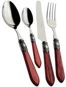 Zestawy sztućców - Casa Bugatti Bugatti zestaw sztućców 24-częściowy zestaw ze stali nierdzewnej 18/10 (DE) Oxford płyta Pearl uchwytu Bordeaux Srebrny OXB3M-S3250 - miniaturka - grafika 1