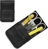 Zestawy do manicure i pedicure - Mont Bleu 5-częściowy zestaw do manicure w etui ze sztucznej skóry, prosty czarny Yellow MS-070.C7 - miniaturka - grafika 1
