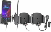Uchwyty samochodowe do telefonów - Brodit AB Uchwyt uniwersalny regulowany do smartfonów bez futerału oraz w futerale lub etui o wymiarach: 75-89 mm (szer.), 6-10 mm (grubość) z wbudowanym kablem Micro-USB oraz ładowarką samochodową 521628 - miniaturka - grafika 1