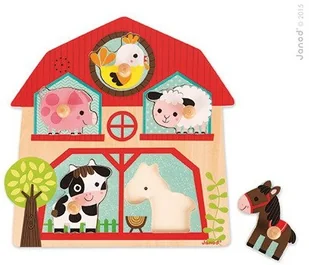 Janod Drewniane puzzle muzyczne Mieszkańcy farmy - zwierzęta wiejskie, J07079 3700217370794 - Puzzle - miniaturka - grafika 8