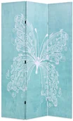 Parawany - vidaXL Składany parawan, 120x180 cm, niebieski z motylem - miniaturka - grafika 1