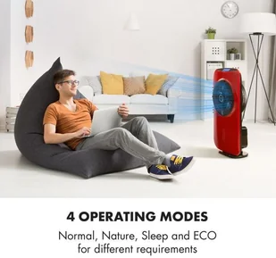 Klarstein Cool Tropic wentylator stojący z nawilżaczem powietrza 48W 2820m/h czerwony VTSA5-Cool Tropic RD - Klimatory - miniaturka - grafika 6