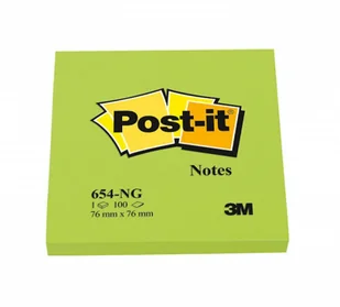 POST-IT-3M Bloczek samoprzylepny POST-IT 654N) 76x76 mm 1x100 kart jaskrawy zielony - Etykiety samoprzylepne i bloki etykiet - miniaturka - grafika 2