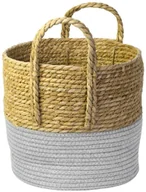 Donice - TAJEMNICZY OGRÓD Osłonka doniczki kosz pleciony 30 cm boho z szarym - miniaturka - grafika 1