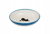 Miski dla kotów - Miska ceramiczna dla kota talerzyk biało-niebieski - miniaturka - grafika 1