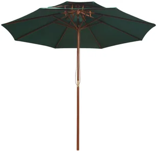 vidaXL Parasol z podwójnym daszkiem, 270x270 cm drewno, zielony - Parasole ogrodowe - miniaturka - grafika 4