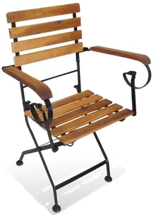 vidaXL Składane krzesła ogrodowe 2 szt. stal i lite drewno akacjowe 43735 - Fotele i krzesła ogrodowe - miniaturka - grafika 3