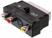 Złącza, przejściówki, adaptery - PremiumCord Premiumcord adapter Scart-3x cinch + S-Video z włącznikiem/wyłącznikiem kjsa-01 - miniaturka - grafika 1