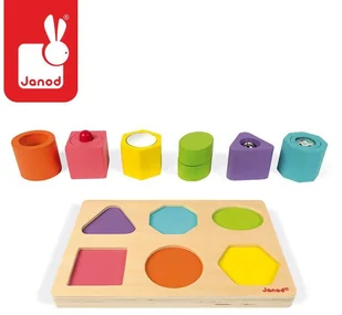 Janod KSZTAŁTY I DŹWIĘKI drewniana układanka sensoryczna J05332 - Układanki dla dzieci - miniaturka - grafika 2