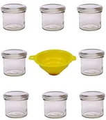 Pojemniki kuchenne - Viva Haushaltswaren VIVA artykuły gospodarstwa domowego  8 małe słoiki na dżem 125 ML ze srebrnym kolorze pokrywką, konfitury, przyprawy, sole, oleje, upominki dla gości, łącznie z żółtymi lejkiem do napełniania z arrett #23693# - miniaturka - grafika 1