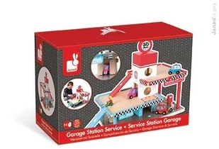 janod Stacja benzynowa garaż drewniany z 8 elementami 3700217357184 - Tory, garaże, parkingi - miniaturka - grafika 14