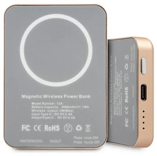 Guess Powerbank indukcyjny 5W 3000mAh złoty/gold MagSafe GUE001299 - Powerbanki - miniaturka - grafika 2