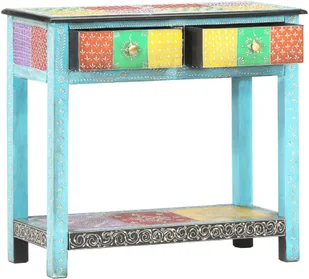 vidaXL Ręcznie malowana konsola, 80x35x75 cm, lite drewno mango - Stoły - miniaturka - grafika 12