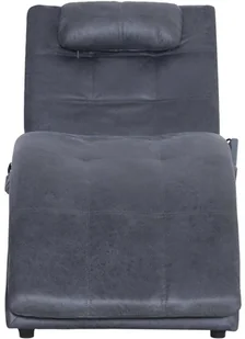 vidaXL Szezlong masujący z poduszką, szary, sztuczna skóra zamszowa - Szezlongi - miniaturka - grafika 6