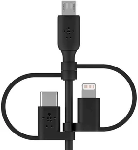 Belkin Uniwersalny kabel (3 w 1, USB-C, Lightning, kabel micro USB) do ładowania smartfonów, tabletów, powerbanków i innych urządzeń (1 m), CAC001bt1MBK CAC001bt1MBK - Kable USB - miniaturka - grafika 4