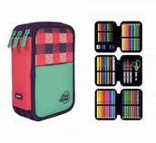 Artykuły biurowe - MILAN Piórnik 3 poz. z wyprawką Pulu Land róż - miniaturka - grafika 1