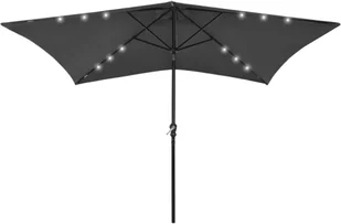 vidaXL Parasol z lampkami LED, na stalowym słupku, antracyt, 2x3 m 313788 - Parasole ogrodowe - miniaturka - grafika 2