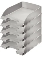 Półki łazienkowe - Leitz Plus kuwety na dokumenty, wysokość 7 cm, zestaw 5 sztuk, srebrny szary 52270084 - miniaturka - grafika 1