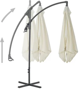 vidaXL Parasol wiszący ze stalowym słupkiem, 300 cm, piaskowy - Parasole ogrodowe - miniaturka - grafika 6