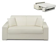 Sofy i kanapy - Vente-Unique 2-osobowa kanapa z ekspresowym mechanizmem rozkładania z materiału skóropodobnego EMIR - Kolor: biały - Miejsce do spania: 120 cm - Materac 18 cm - miniaturka - grafika 1