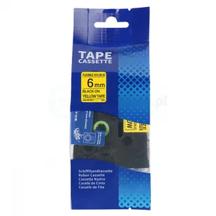 Brother strefadrukarek.pl Taśma TZe-NFX611 nylon mocny klej 6mm x 5m żółta czarny nadruk - zamiennik| OSZCZĘDZAJ DO 80% - ZADZWOŃ! 730811399 PROMOCJA! TZE-NFX611 - Taśmy do drukarek barwiące - miniaturka - grafika 2