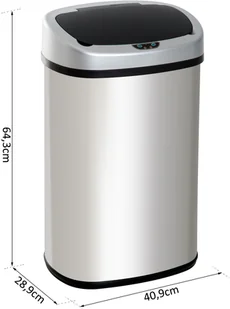 FENIKS Homcom HOMCOM AUTOMATYCZNY CZUJNIK PODCZERWIENI 48L srebrny - Kosze na śmieci - miniaturka - grafika 2