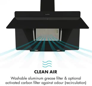 Klarstein Aurica 90 Czarny (CGCH3-Aurica-90-BL) - Okapy kuchenne - miniaturka - grafika 5